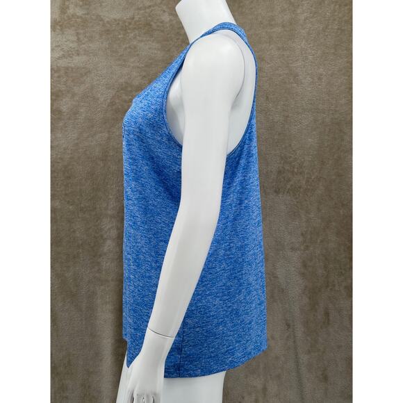 Under Armour Top Women Medium Blue Tank Heatgear Logo Graphic Workout Activewear - Picture 4 of 10